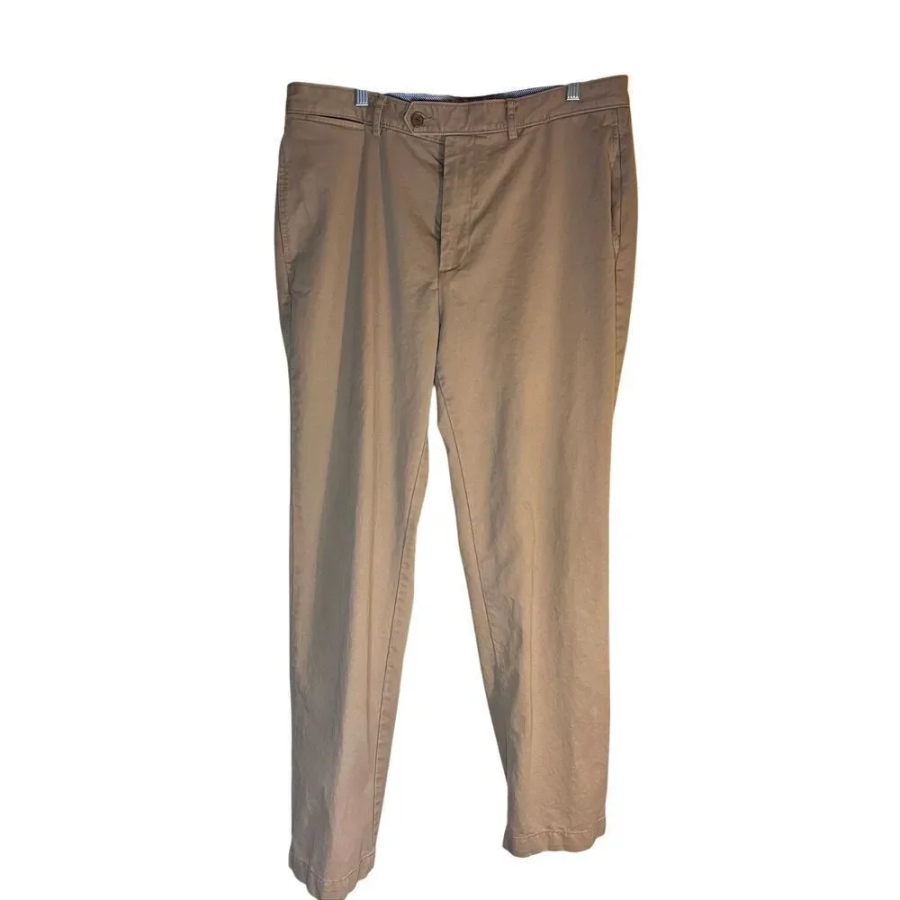 Daniel Cremieux Men’s Dress Pants Khaki Stretch Flat Front Size 34X32